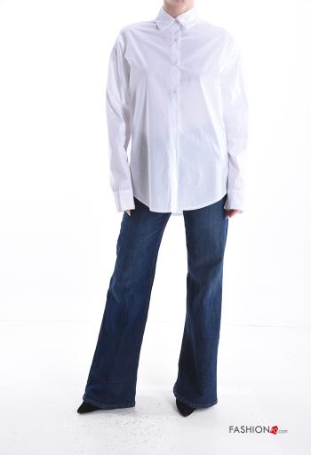 Aufschriftes Muster lange ärmel mit kragen Hemd aus Baumwolle mit Knöpfen - ph 5