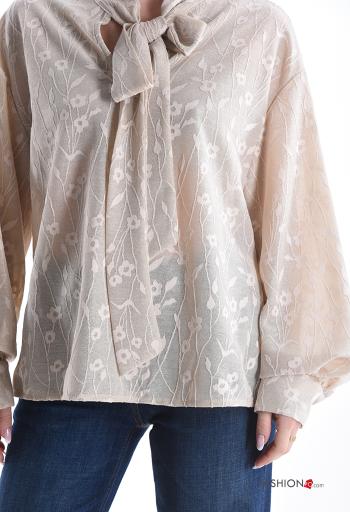 Blusa manga comprida Floral com laço - ph 4