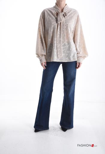 Blusa manga comprida Floral com laço - ph 5