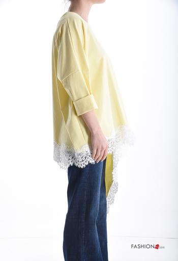 Blusa in Cotone asimmetrico pizzo maniche lunghe - ph 3