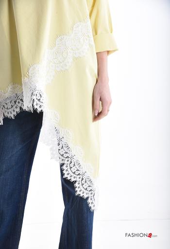 Blusa in Cotone asimmetrico pizzo maniche lunghe - ph 4