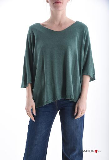 Maglione scollo a V maniche a tre quarti
