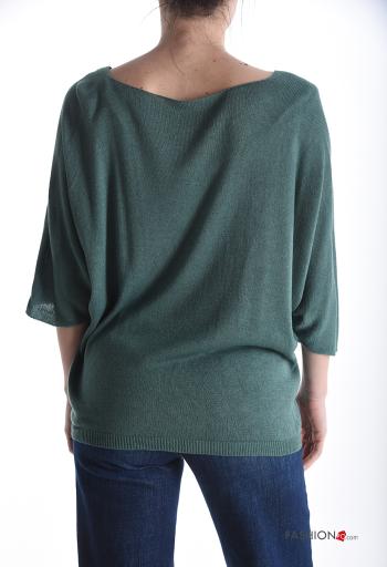 Maglione scollo a V maniche a tre quarti - ph 2