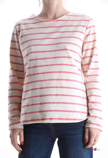 Maglietta a manica lunga in Cotone girocollo Fantasia righe