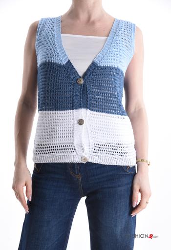 ärmellos Strickjacke mit Knöpfen mit V-Ausschnitt