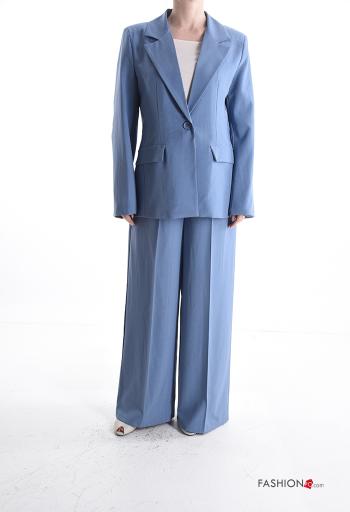 Traje de mujer wide leg con cinturón con bolsillos - ph 1