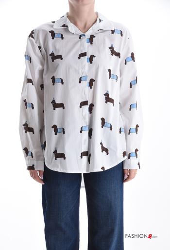 Camisa em Algodão manga comprida com gola Padrão animais com botões - ph 1