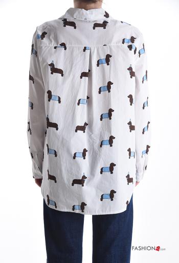 Camisa em Algodão manga comprida com gola Padrão animais com botões - ph 2