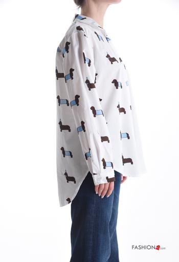 Camisa em Algodão manga comprida com gola Padrão animais com botões - ph 3