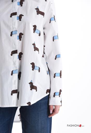 Camisa em Algodão manga comprida com gola Padrão animais com botões - ph 4