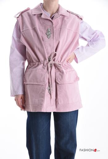 Colete em Algodão sem mangas com gola sem forro com bolsos com botões com cordão - ph 1