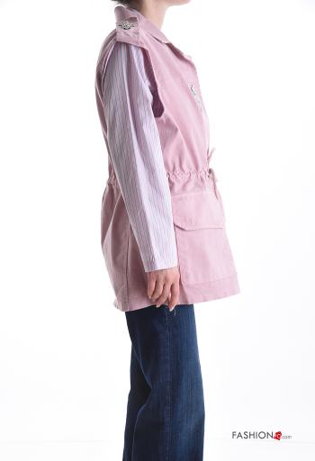 Colete em Algodão sem mangas com gola sem forro com bolsos com botões com cordão - ph 3