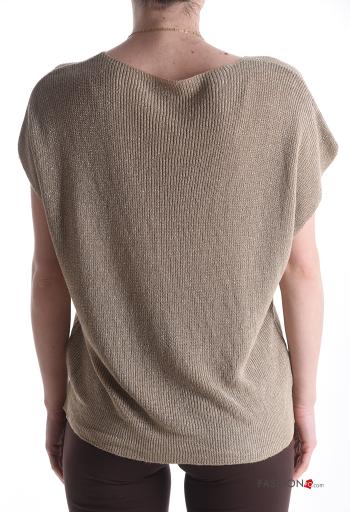 Maglione lurex maniche corte scollo a V - ph 2