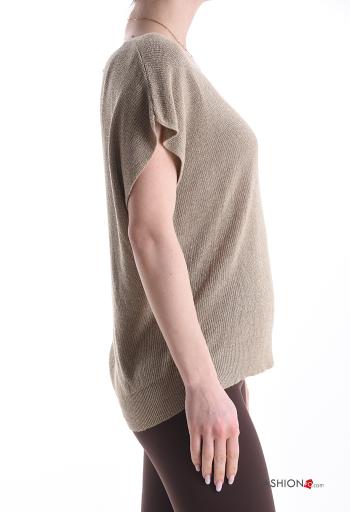 Maglione lurex maniche corte scollo a V - ph 3