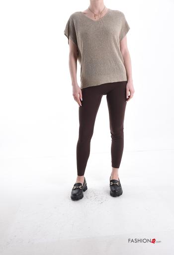 Maglione lurex maniche corte scollo a V - ph 5