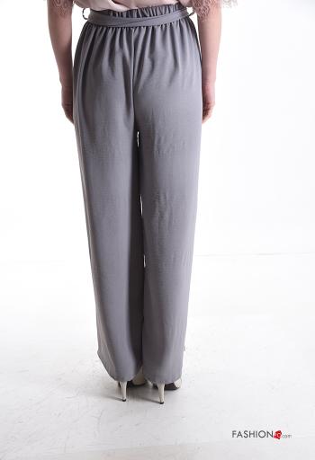 Pantalone vita alta wide leg con cintura in stoffa - ph 2