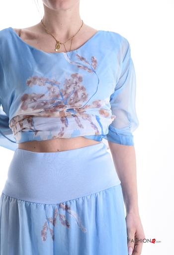 Conjunto wide leg Estampado Floral manga tres cuartos - ph 4