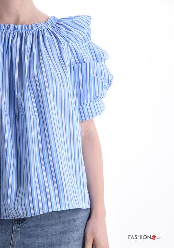 Blusa em Algodão manga curta às riscas - ph 4