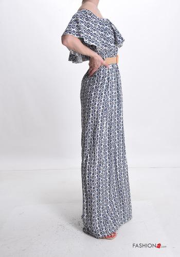 Jumpsuit in Lino wide leg Fantasia floreale con cintura con balze - ph 3