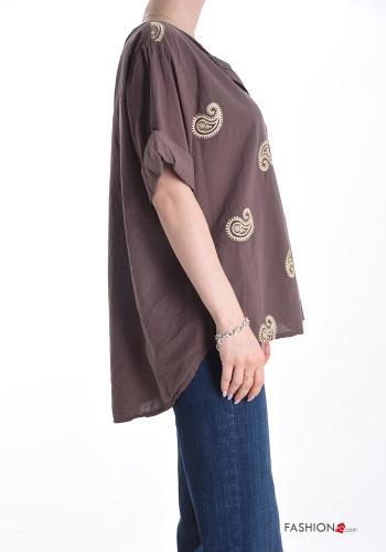 Blusa in Cotone Fantasia paisley maniche a tre quarti - ph 3