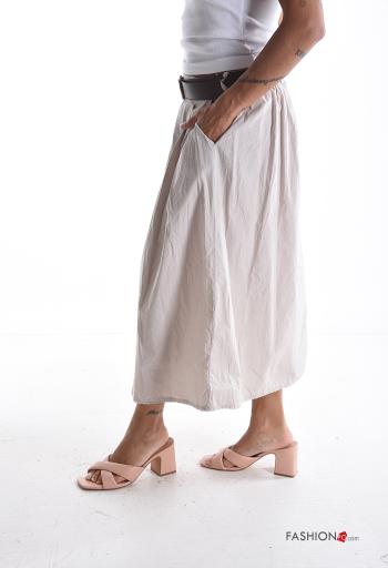 full Cotton Skirt with belt with elastic with pockets - ph 3