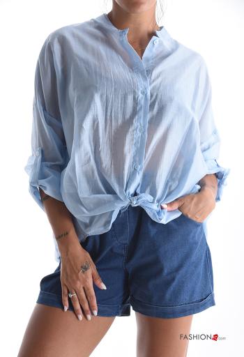 Blusa maniche lunghe chiffon con bottoni - ph 1