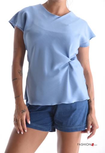 Blusa maniche corte con bottoni con nodo