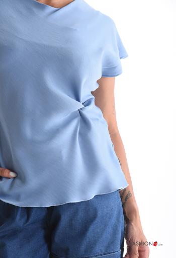 Blusa maniche corte con bottoni con nodo - ph 4