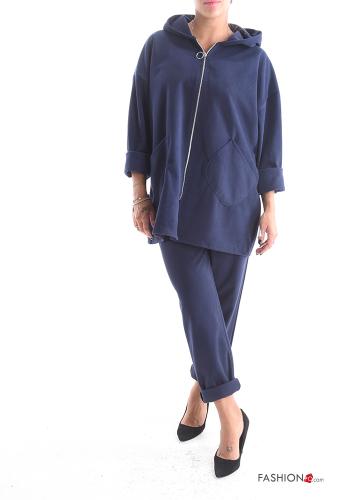 Conjunto com fecho com bolsos com cinto com capuz - ph 1