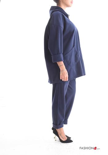 Conjunto com fecho com bolsos com cinto com capuz - ph 3