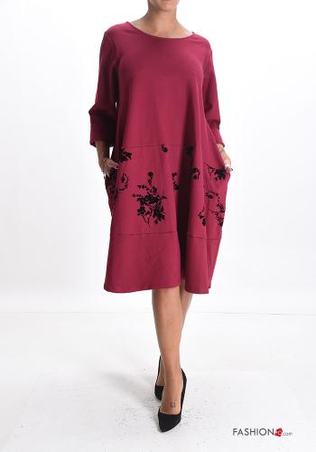Floral oversized crew neck Dress with pockets - ph 1