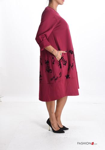 Floral oversized crew neck Dress with pockets - ph 3