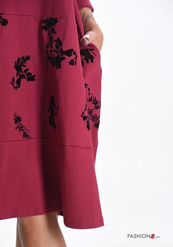 Floral oversized crew neck Dress with pockets - ph 4