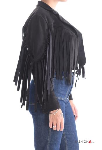 Wildleder mit kragen kurz lange ärmel Jacke mit Fransen - ph 3