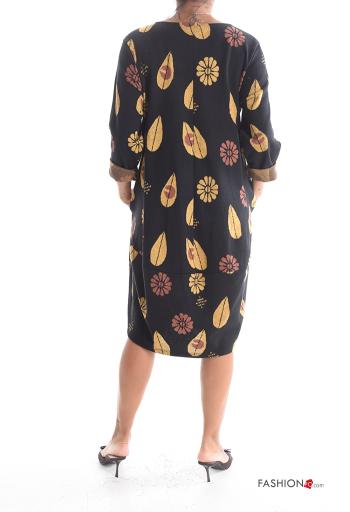 long sleeve crew neck Cotton Dress with pockets - ph 2
