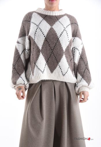 Jersey de Mezcla de Lana manga larga cuello redondo Estampado Geométrico - ph 1