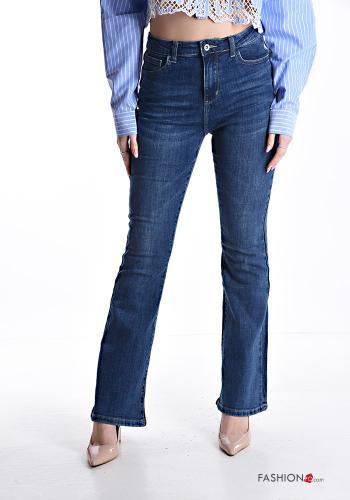 Jeans in Cotone denim a zampa con tasche con zip - ph 1