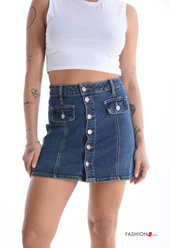 Minissaia em Algodão denim cintura subida com botões - ph 1