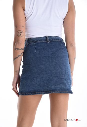 Minissaia em Algodão denim cintura subida com botões - ph 2