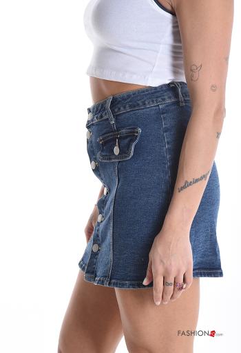 Minissaia em Algodão denim cintura subida com botões - ph 3