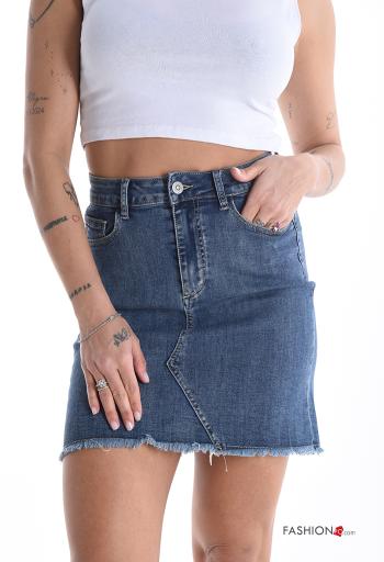 Minissaia em Algodão denim com bolsos com botões com fecho - ph 1