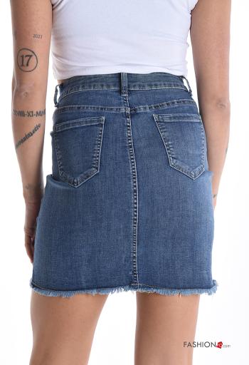 Minissaia em Algodão denim com bolsos com botões com fecho - ph 2
