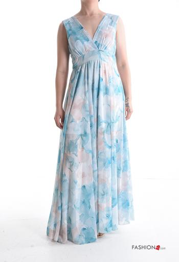 Vestido largo sin mangas espalda descubierta Estampado Floral con cuello en v