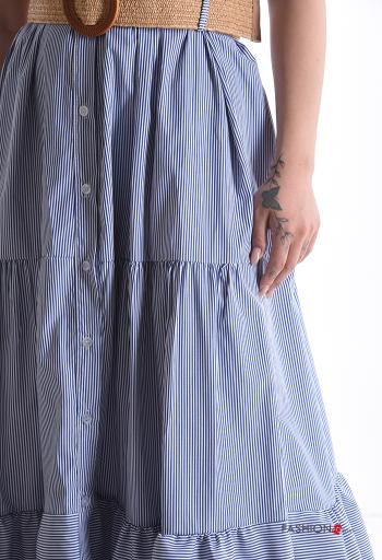 Vestido camisero de Algodón sin mangas con cuello a rayas con cinturón con botones - ph 4