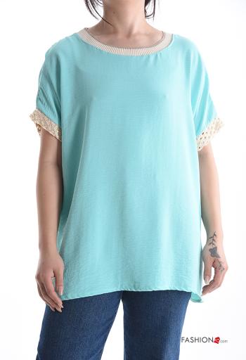 Blusa manga corta De lurex cuello redondo