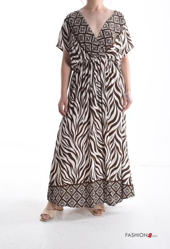 Vestido largo manga corta espalda descubierta con cuello en v