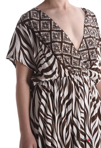 Vestido largo manga corta espalda descubierta con cuello en v - ph 4