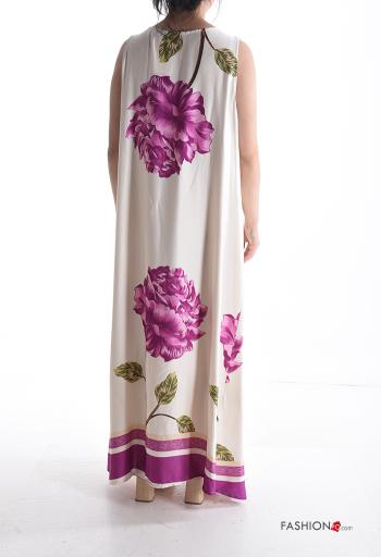 Vestido largo sin mangas cuello redondo Estampado Floral - ph 2
