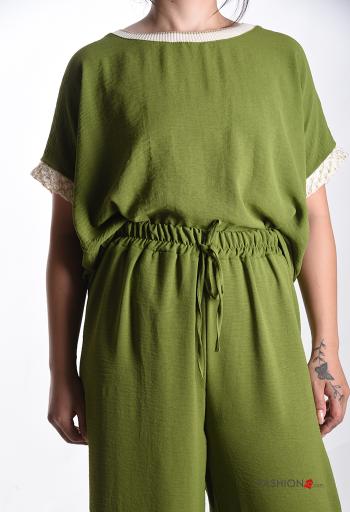 Coordinato wide leg maniche corte girocollo con elastico - ph 4