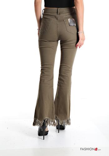 Jeans in Cotone a zampa con tasche con frange - ph 2